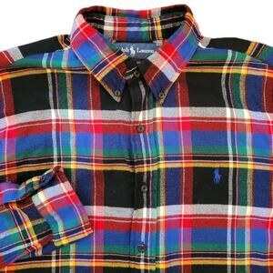 Ralph Lauren Midweight Mens Large Plaid Button Up Flannel Long Sleeve
